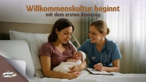 Willkommenskultur Geburt Hebammen stärken Hausgeburt Deutschland Geburtshilfe Reform Kritik Wahlfreiheit Geburt Hebamme Krankenhaus Bild Mutter mit Neugeborenem Geburtshaus Unterstützung Familienpolitik Deutschland 2025