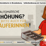 Illustration zur Kritik an der automatischen Diätenerhöhung in Brandenburg – HEIMAT fordert Gleichbehandlung für Verkäuferinnen.