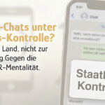 Symbolbild Lupe über Smartphone vor Justizgebäude in blassen Tönen. Text über Gesinnungs-Check und die Forderung nach Freiheit für Beamte.