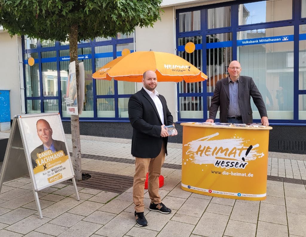 Infostand der HEIMAT Wetterau im Wahlkampf 2026