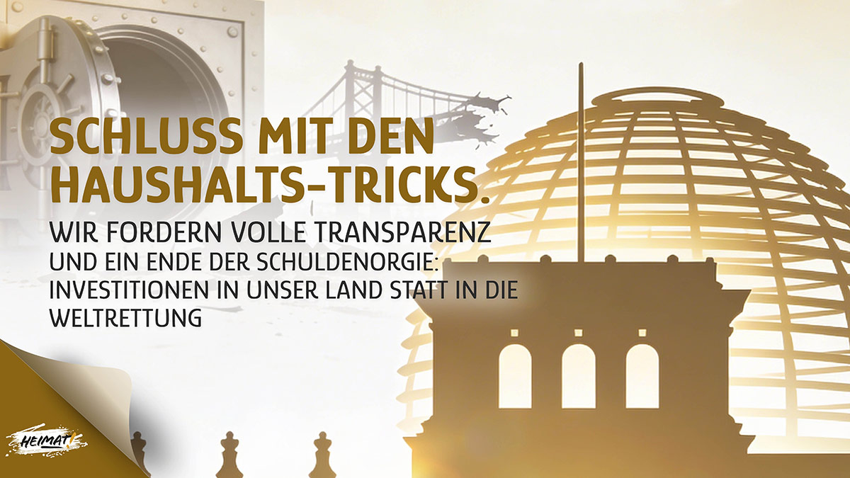 Goldene Silhouette des Reichstagsgebäudes vor einem nebligen Hintergrund mit einer zerfallenden Brücke in High-Key Optik.