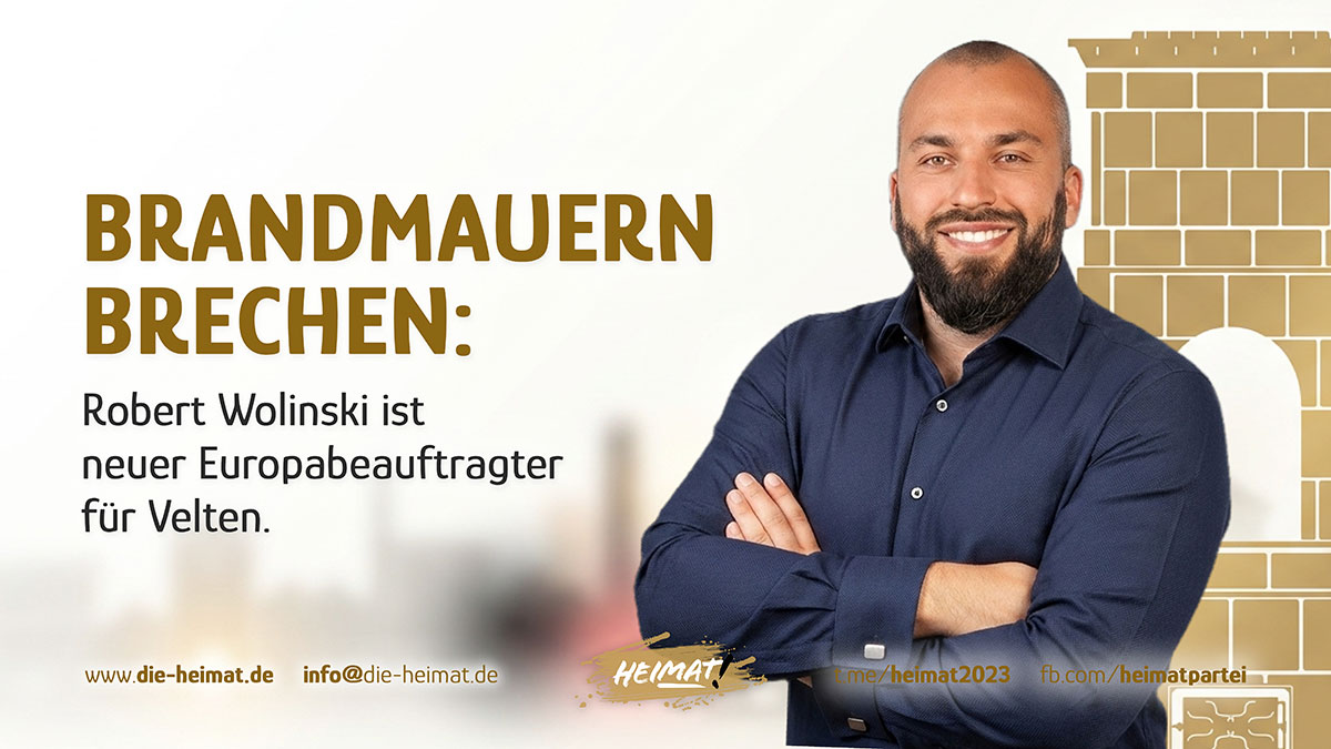 oldene Grafik des Veltener Ofenwappens zur Wahl von Robert Wolinski als Europabeauftragter – HEIMAT Brandenburg Sieg gegen SPD und CDU.
