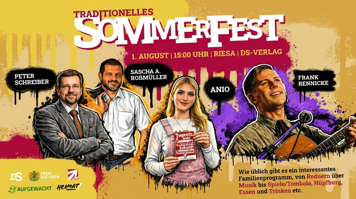 Plakat Sommerfest Riesa 2026 – Die Heimat Sachsen, 1. August, DS-Verlag