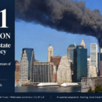 AI-edited image of the World Trade Center towers emitting smoke on September 11, 2001, beside the headline “9/11 — 25 Years On: The abused state of emergency”.