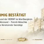 Silhouette der Wartburg im HEIMAT-Goldstil – Symbolbild zur Jahreshauptversammlung des Kreisverbandes der HEIMAT im Wartburgkreis