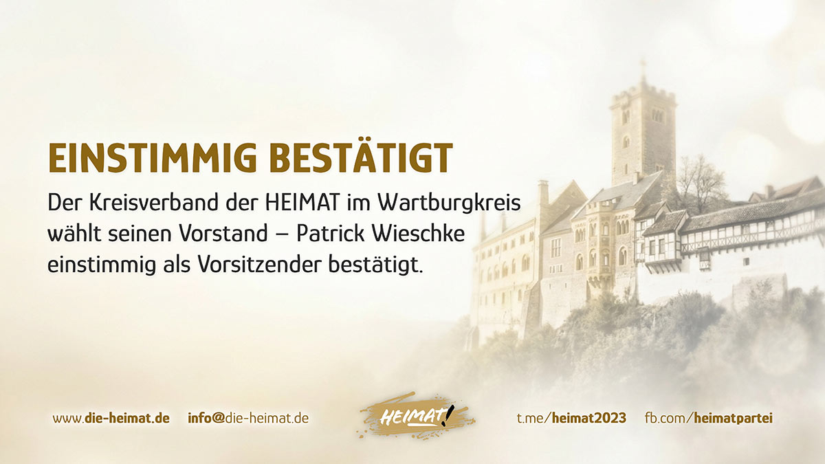 Silhouette der Wartburg im HEIMAT-Goldstil – Symbolbild zur Jahreshauptversammlung des Kreisverbandes der HEIMAT im Wartburgkreis